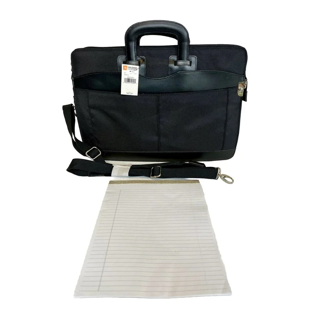NWT VTG 90s Deadstock Wilson’s Leather Black Handles Crossbody Briefcase